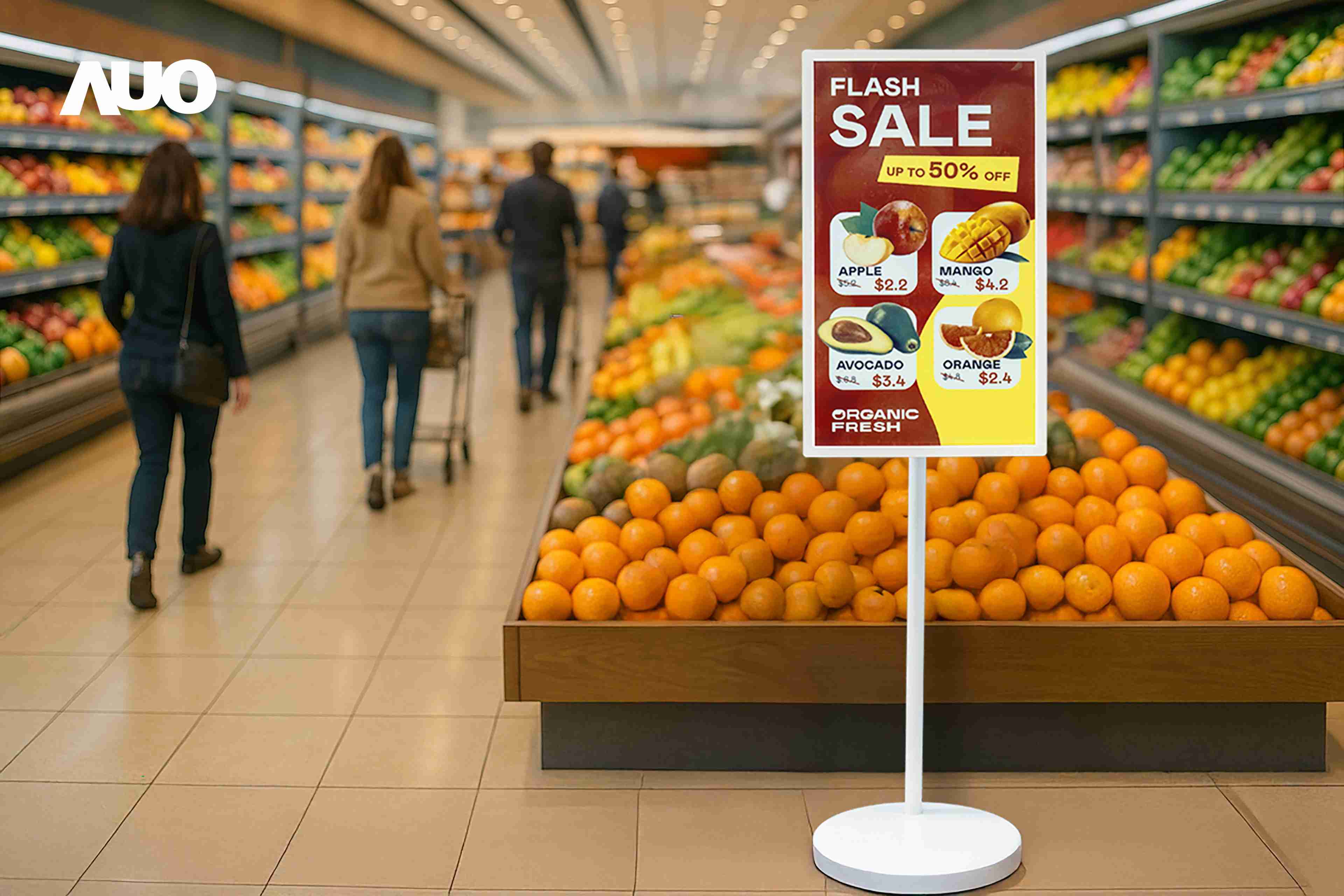 达擎首亮相低功耗、、全彩的〝aecoPost电子纸解决方案〞，，，仅在更新画面时需要微量的电力驱动，，无需布建电线的便捷设计，，使其可灵活应用、、、随意置放，，，并可透过云端或行动装置app，，，轻松管理及排程广告内容，，，晋升店头营销利器。。。